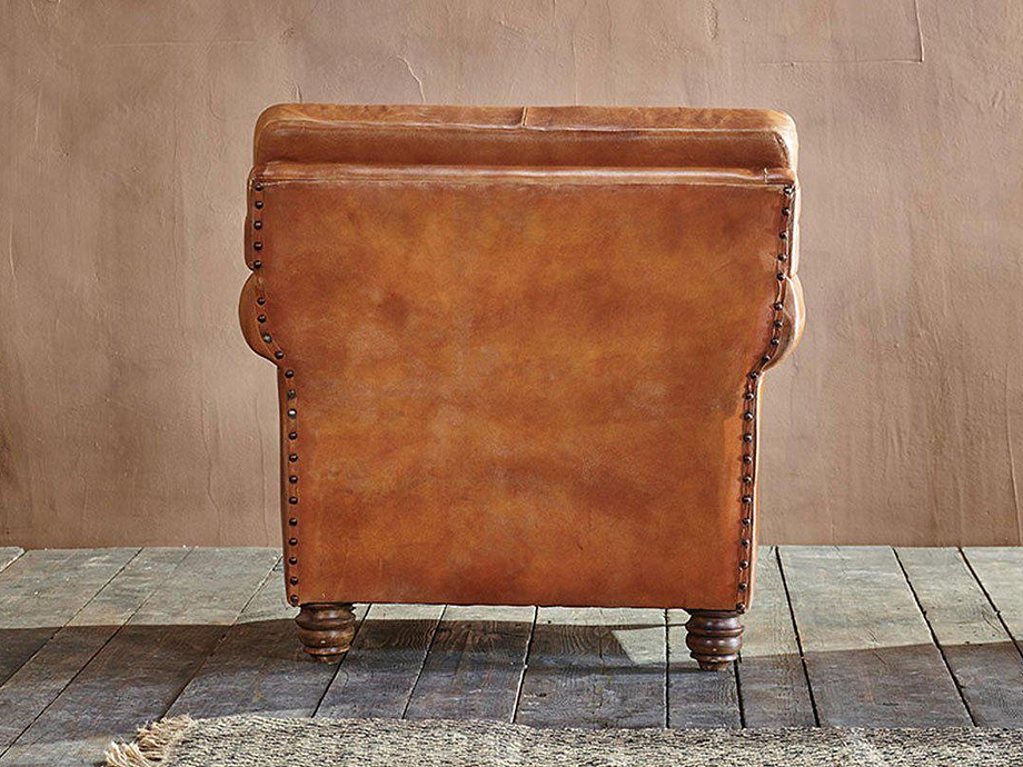 Narwana Ribbed Leather Armchair - Aged Tan