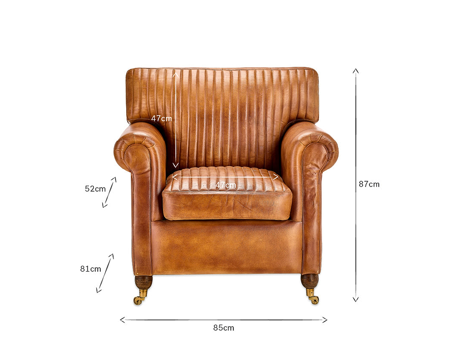 Narwana Ribbed Leather Armchair - Aged Tan