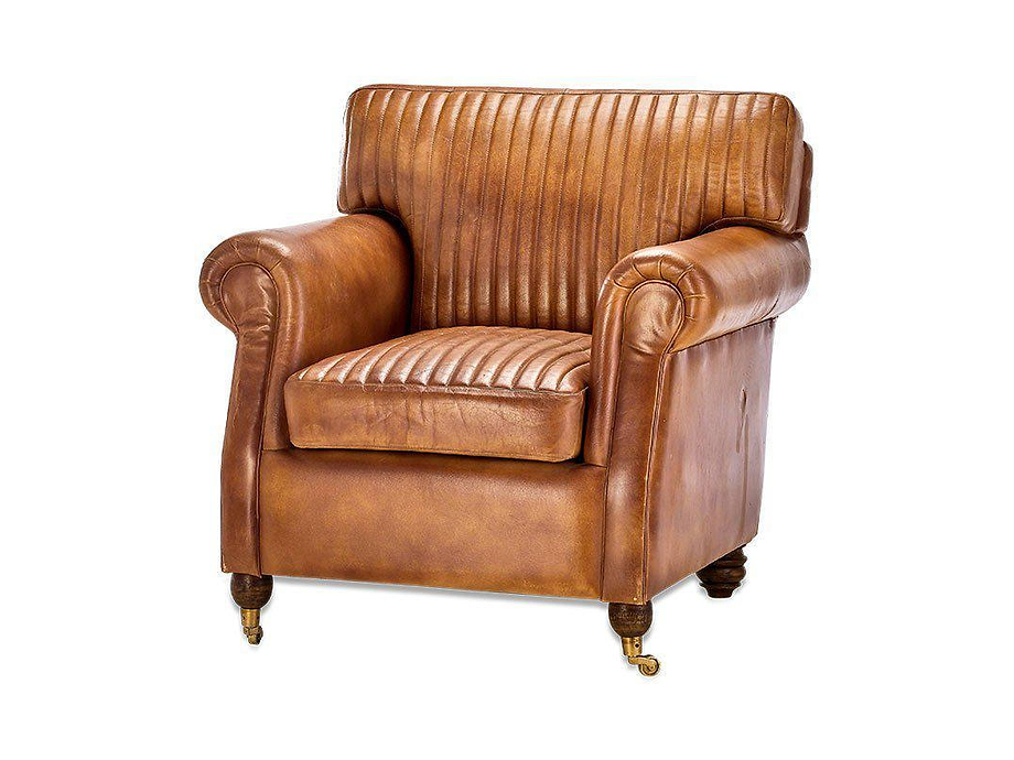 Narwana Ribbed Leather Armchair - Aged Tan