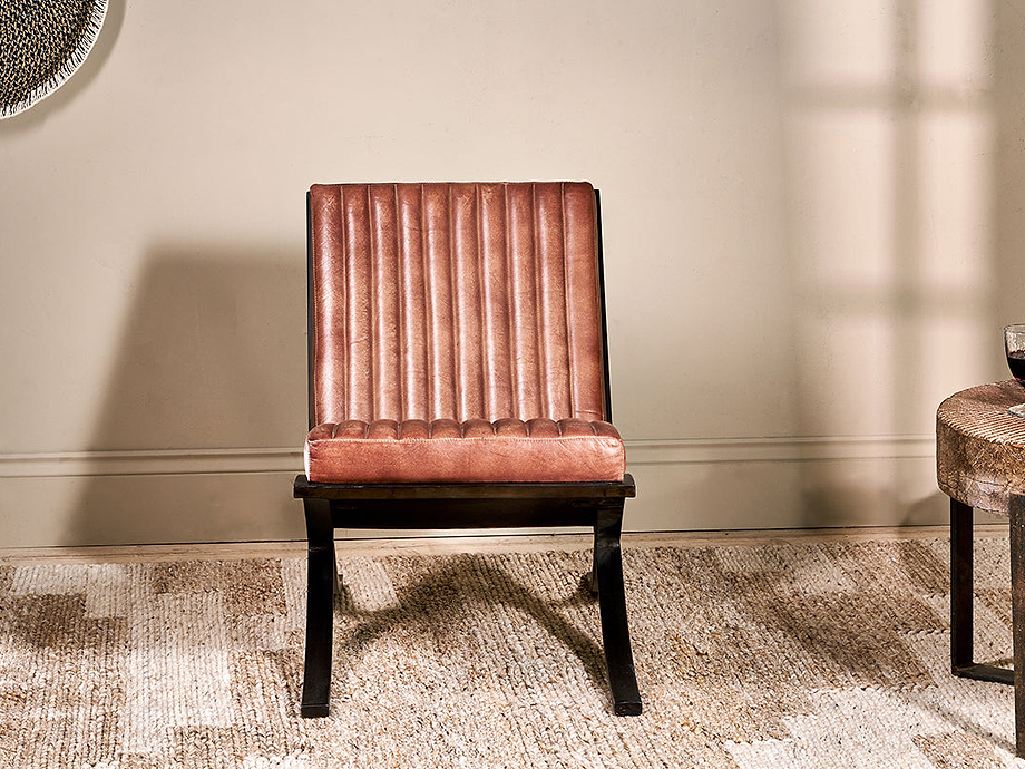 Narwana Ribbed Leather Lounger - Aged Tan