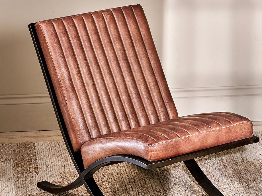 Narwana Ribbed Leather Lounger - Aged Tan