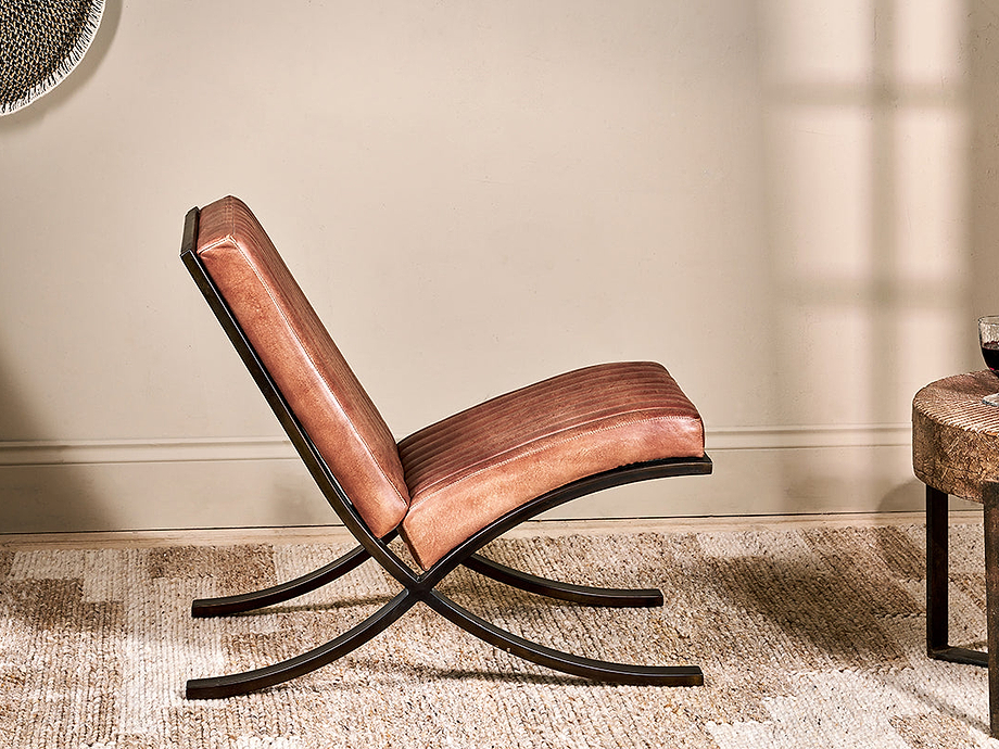 Narwana Ribbed Leather Lounger - Aged Tan