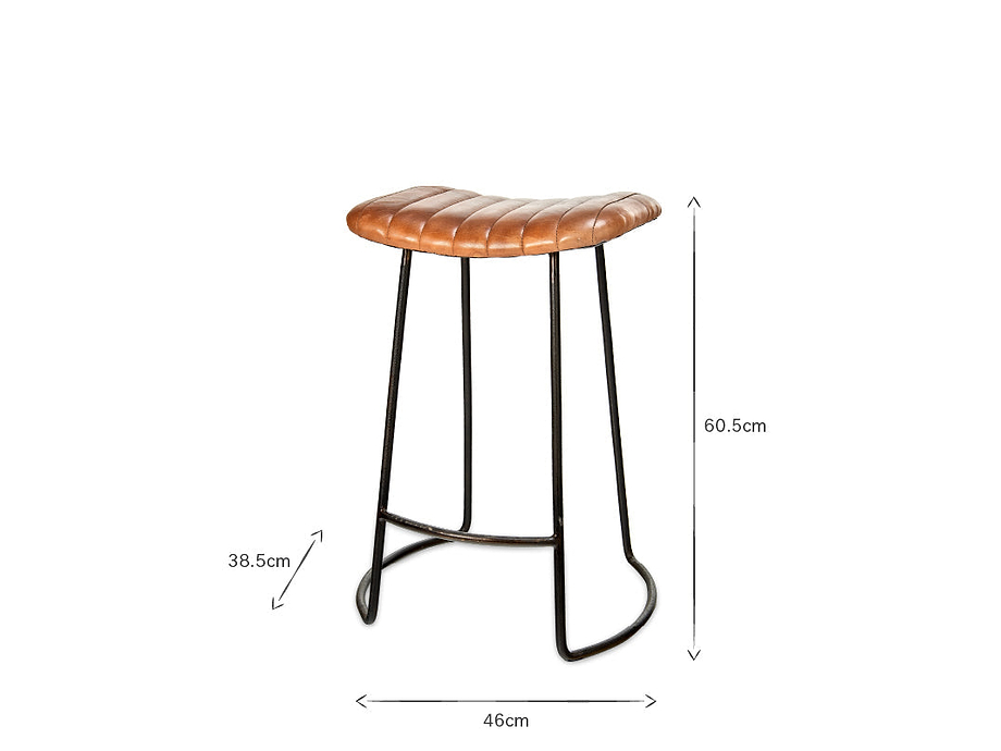 Narwana Ribbed Leather Stool - Aged Tan - Small