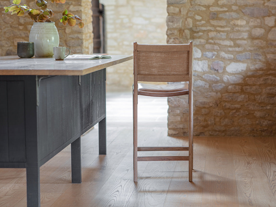 Nayan Leather & Jute Counter Chair - Tan