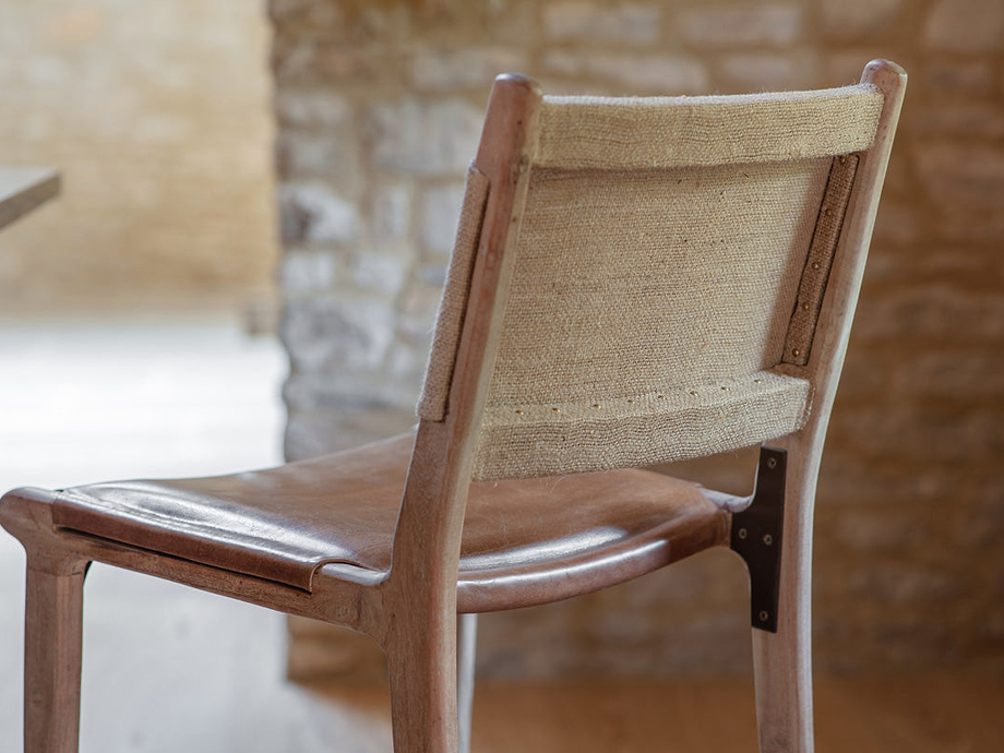 Nayan Leather & Jute Counter Chair - Tan