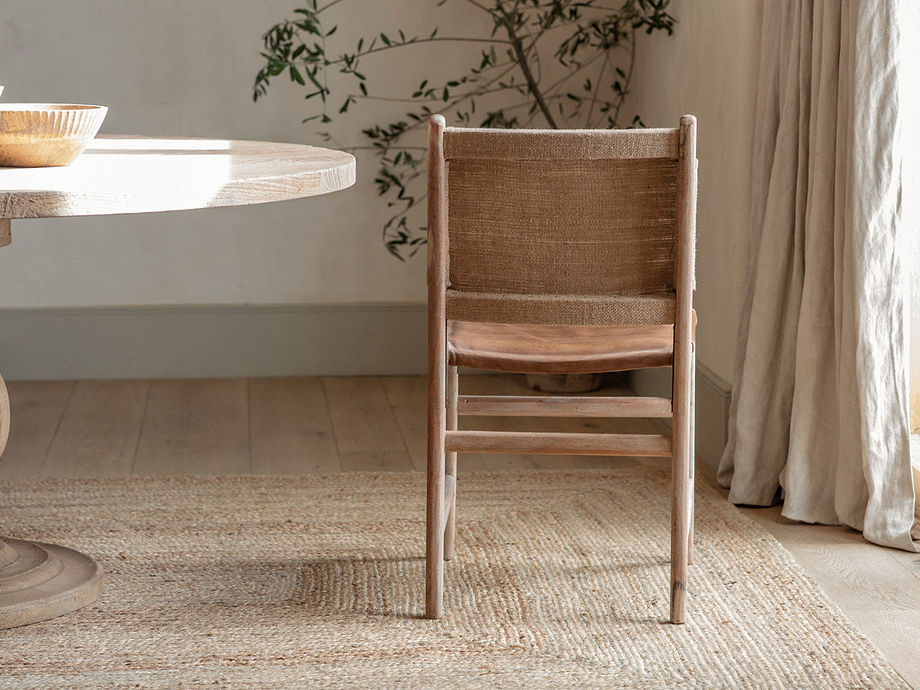 Nayan Leather & Jute Dining Chair - Tan