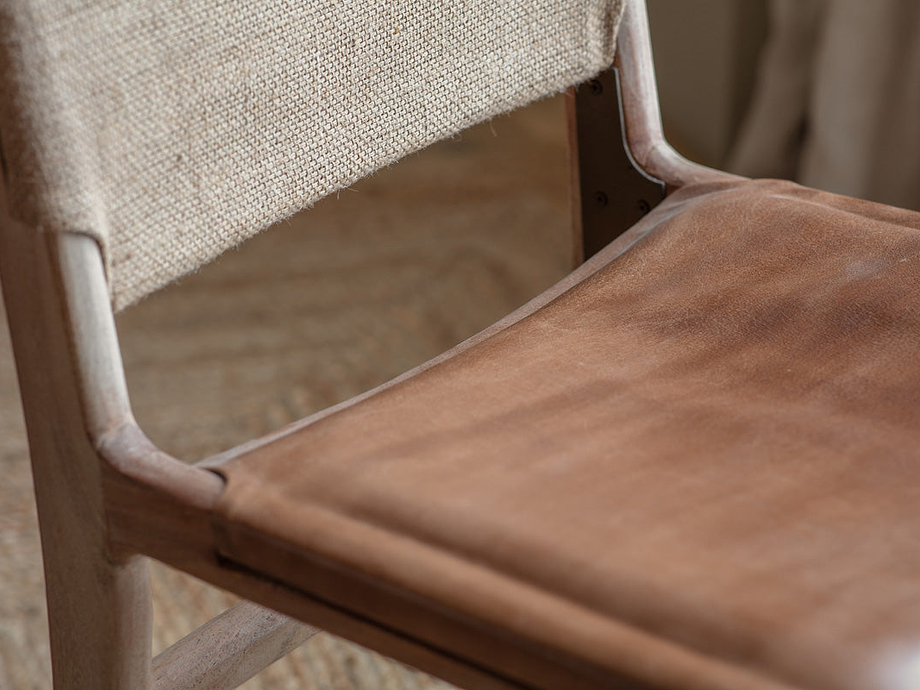 Nayan Leather & Jute Dining Chair - Tan