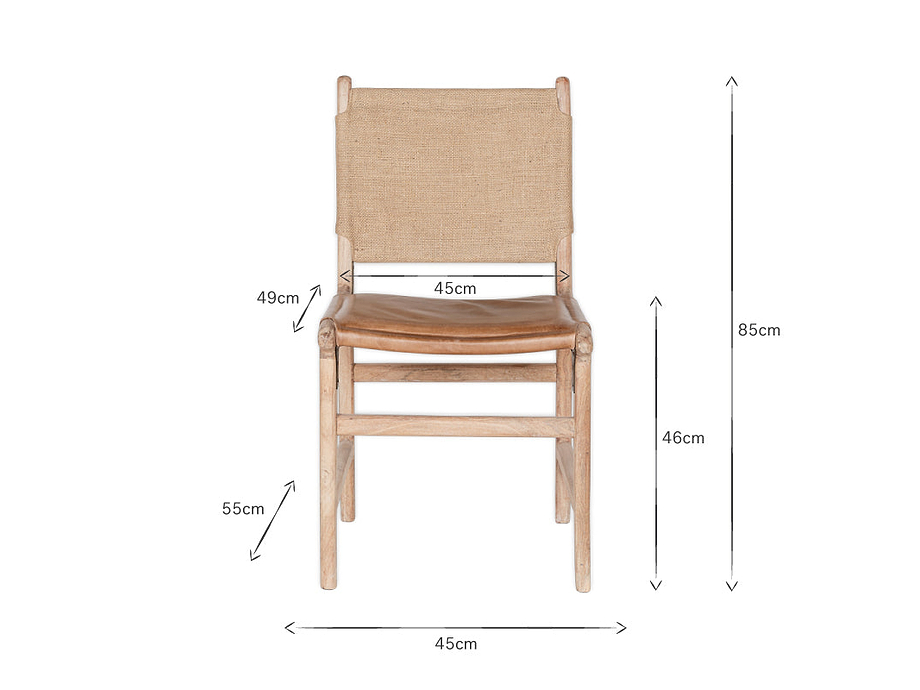 Nayan Leather & Jute Dining Chair - Tan