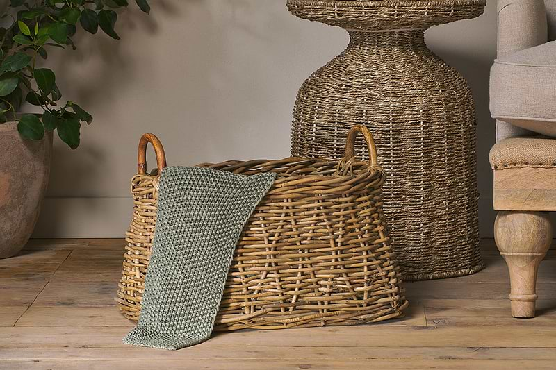 Netra Rattan Basket - Natural-nkuku