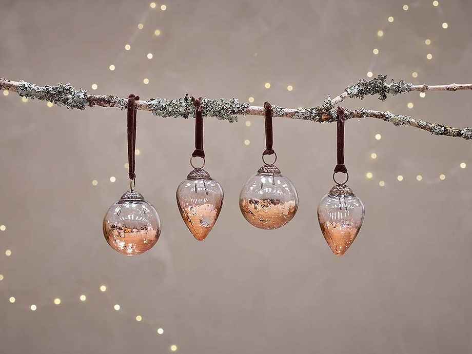 Nevasa Baubles - Clear & Antique Copper (Set of 4)