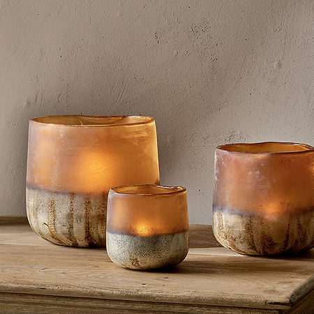 Ngolo Tealight Holder - Antiqued Amber-nkuku
