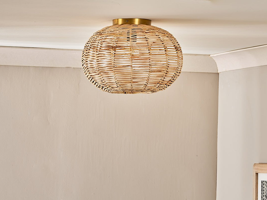 Noko Rattan Flush Ceiling Light