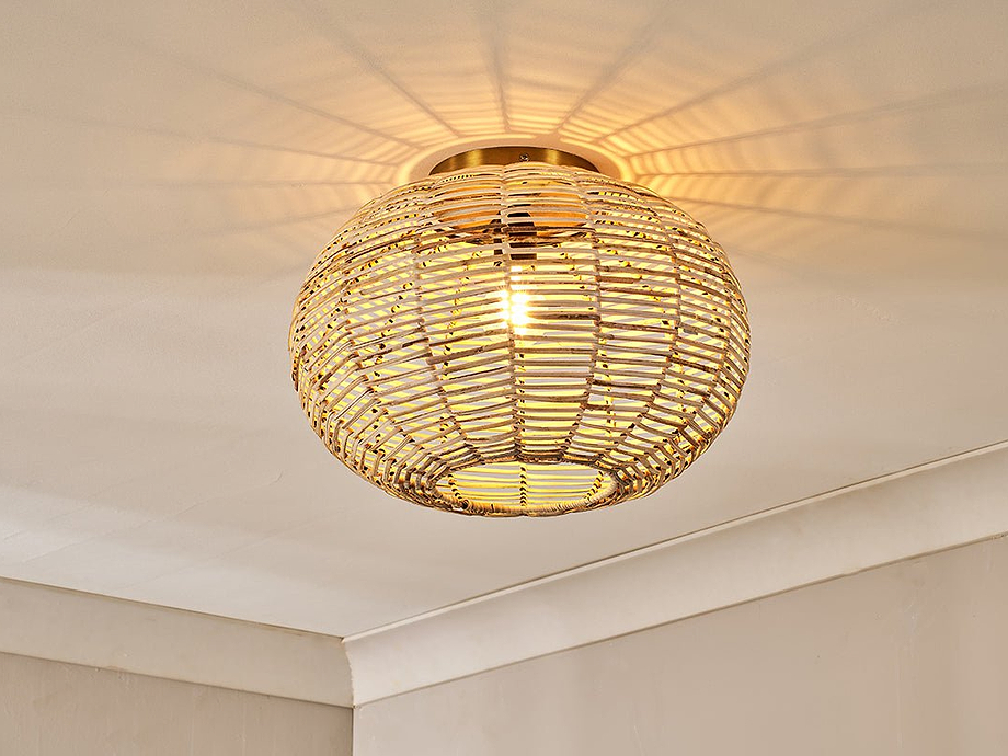 Noko Rattan Flush Ceiling Light