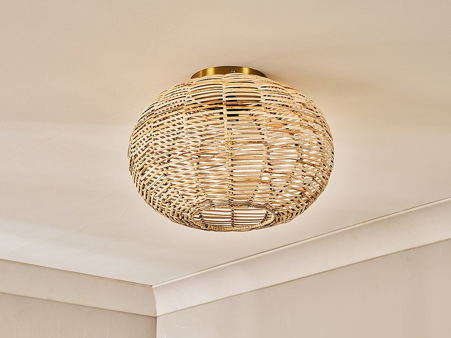 Noko Rattan Flush Ceiling Light