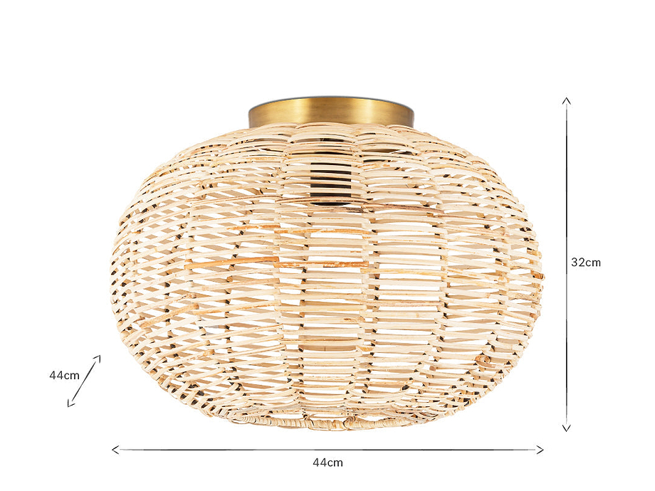 Noko Rattan Flush Ceiling Light