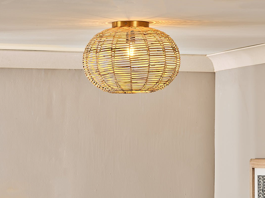 Noko Rattan Flush Ceiling Light