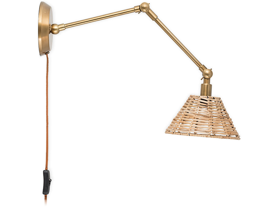 Noko Rattan Wall Lamp - Natural & Antique Brass