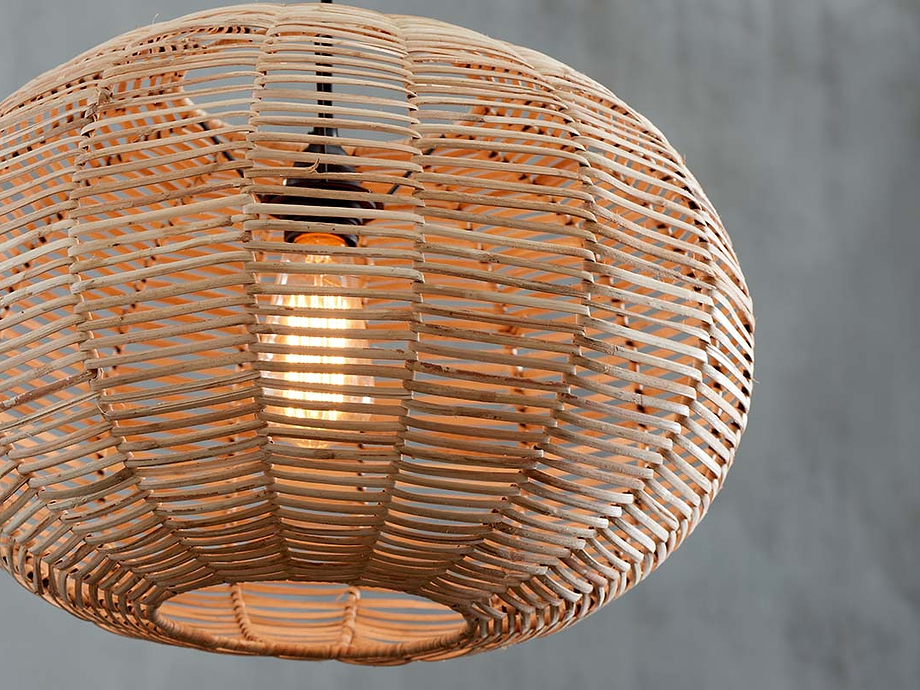 Noko Wicker Round Pendant - Natural - Large