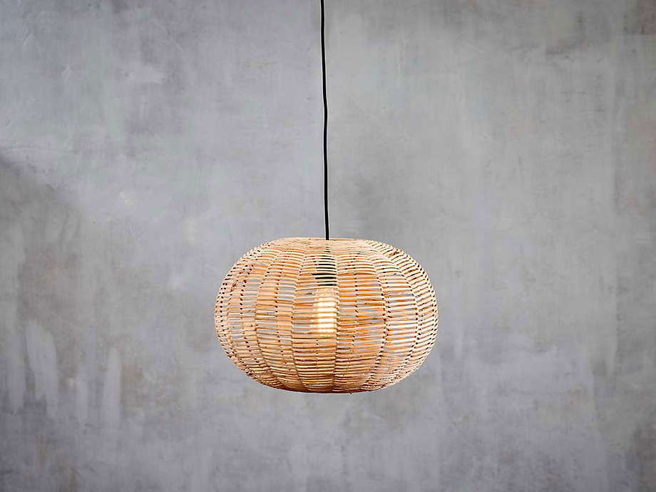 Noko Wicker Round Pendant - Natural - Large