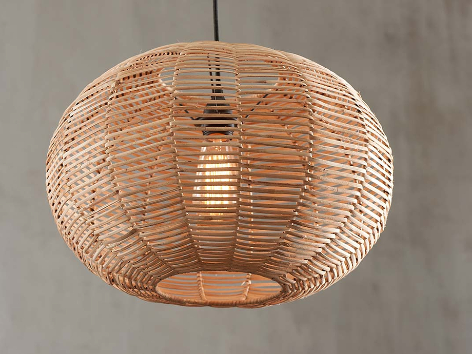 Noko Wicker Round Pendant - Natural - Small