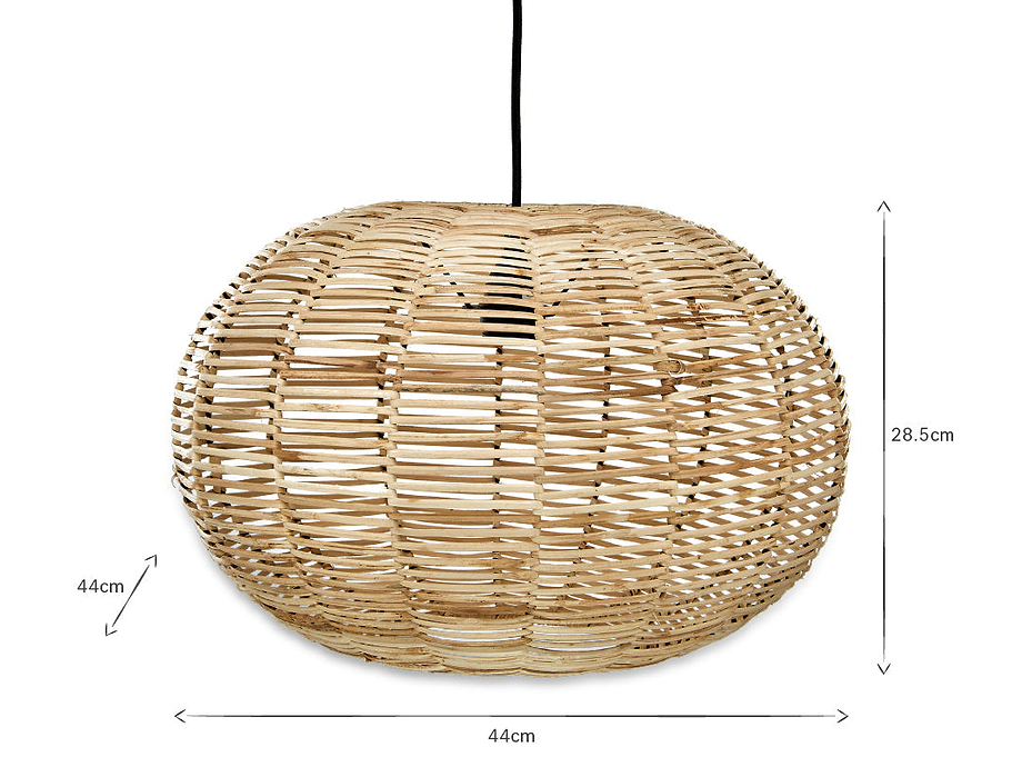 Noko Wicker Round Pendant - Natural - Small