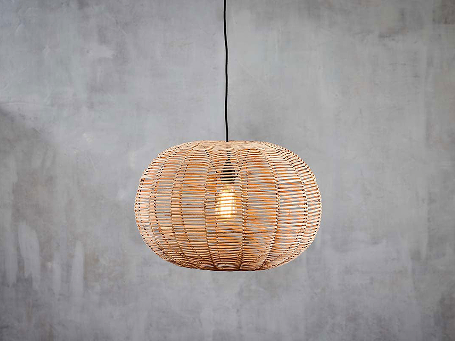 Noko Wicker Round Pendant - Natural - Small