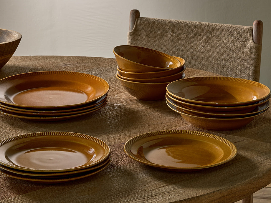 Nuwara Dinnerware Set  - Mustard (Set of 12)