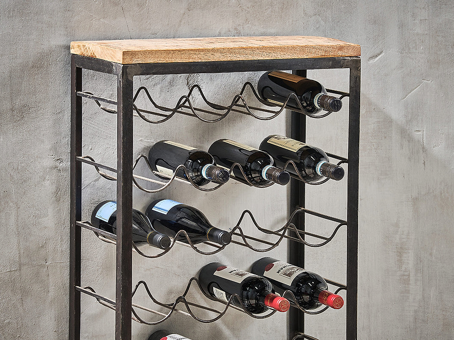 Obra Industrial Wine Rack - Mango Wood & Iron - Large