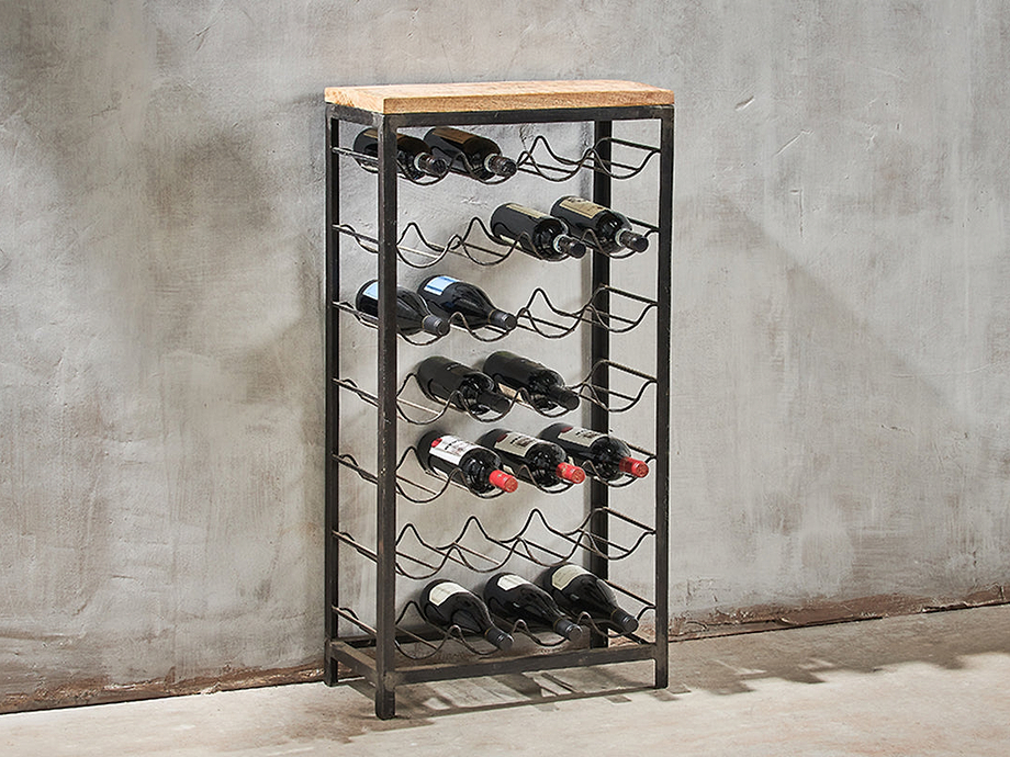 Obra Industrial Wine Rack - Mango Wood & Iron - Large