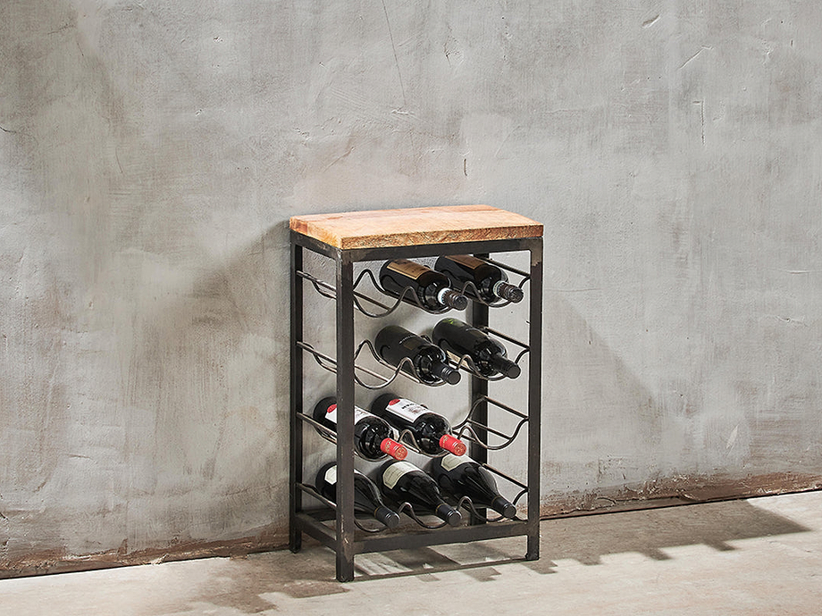 Obra Industrial Wine Rack - Mango Wood & Iron - Small