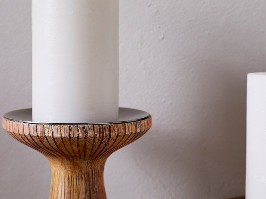 Omari Mango Wood Candlestick - Natural