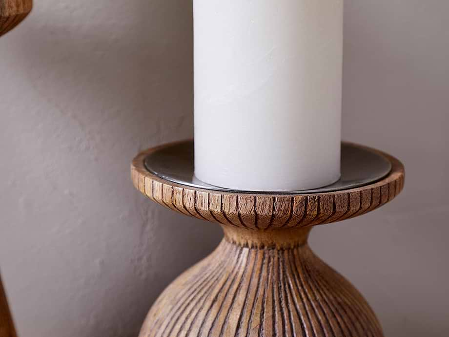 Omari Mango Wood Candlestick - Natural