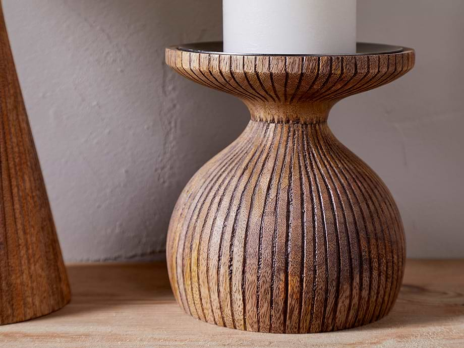 Omari Mango Wood Candlestick - Natural