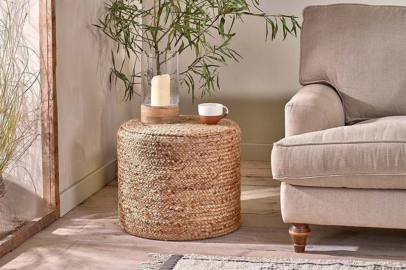 Ondal Round Braided Hemp Side Table- nkuku