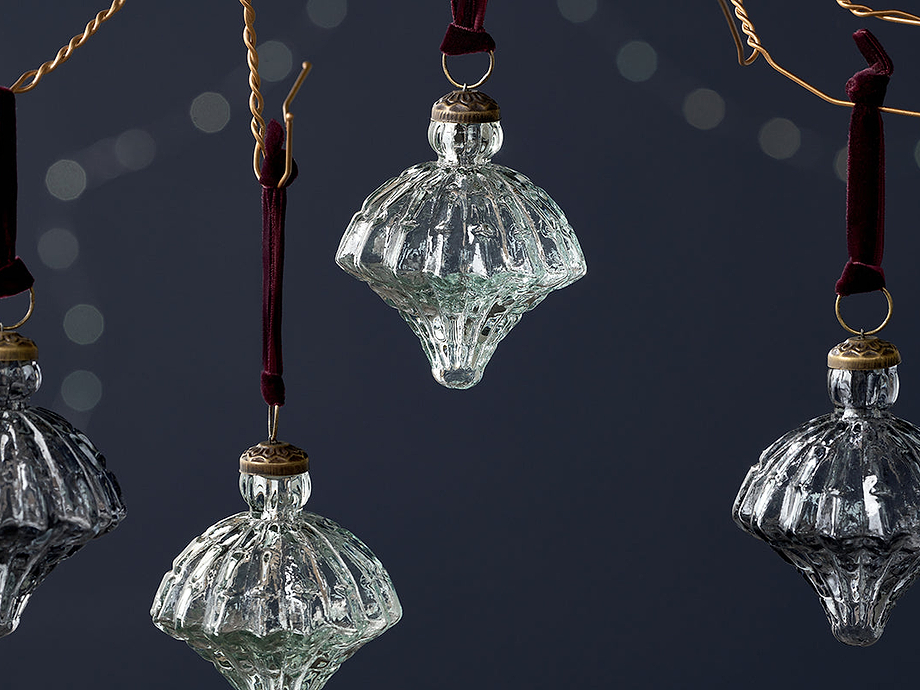 Onir Baubles - Clear & Slate Blue - (Set of 4)