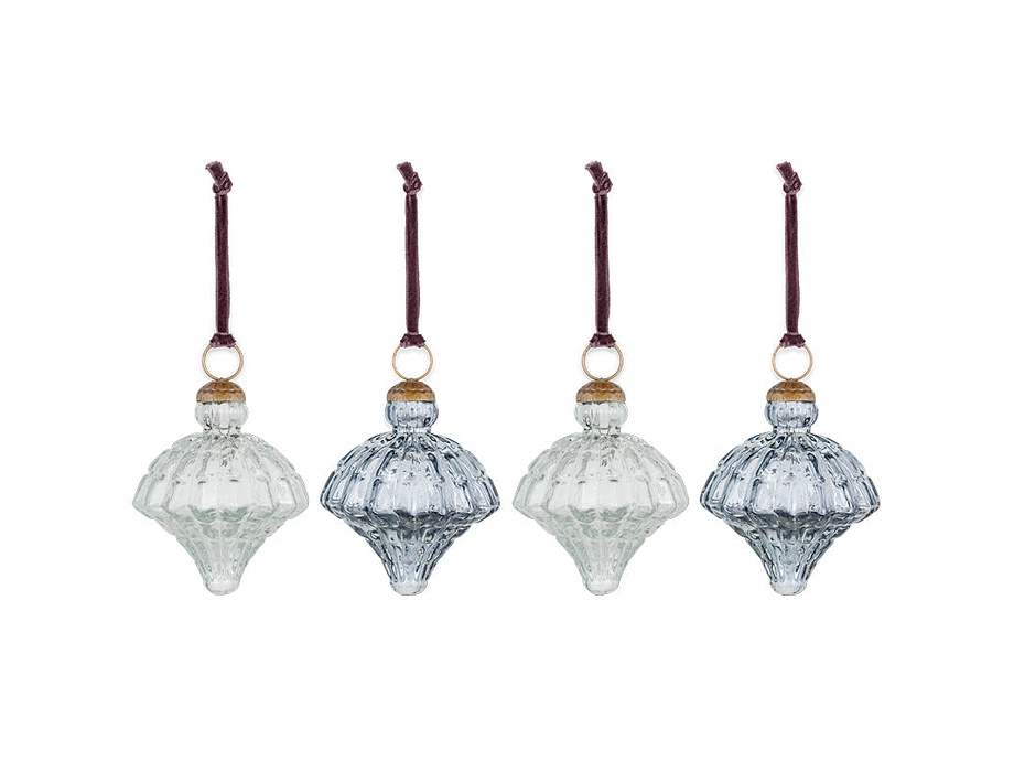 Onir Baubles - Clear & Slate Blue - (Set of 4)