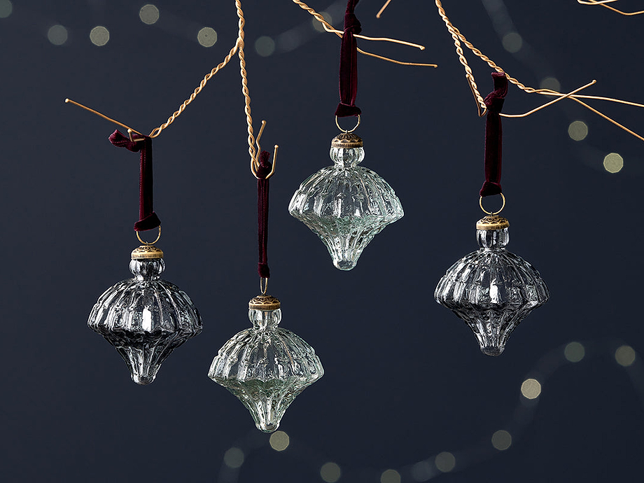 Onir Baubles - Clear & Slate Blue - (Set of 4)