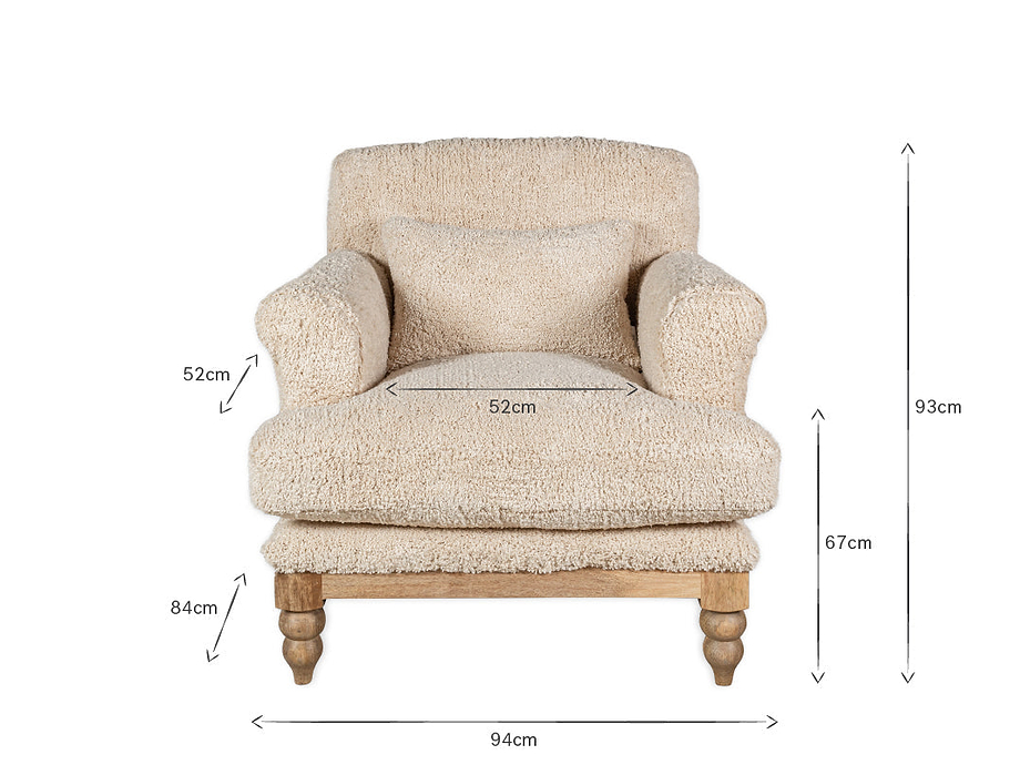 Otas Teddy Cotton Armchair - Off White