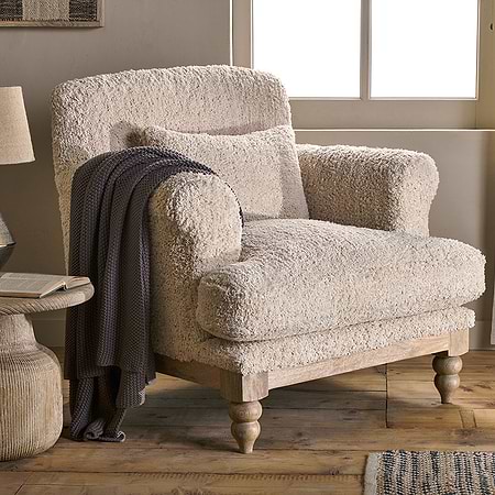 Otas Teddy Cotton Armchair - Off White- nkuku