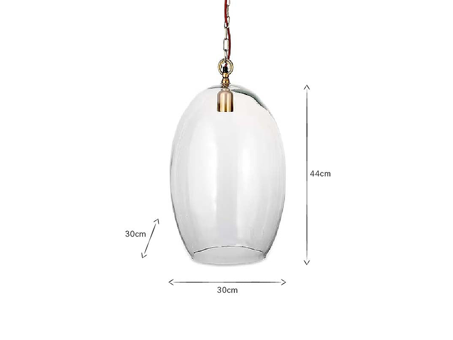 Otoro Recycled Glass Pendant - Clear - Large Oval