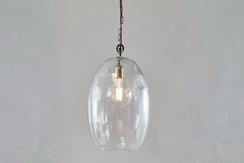Otoro Recycled Glass Pendant - Clear - Large Oval-nkuku