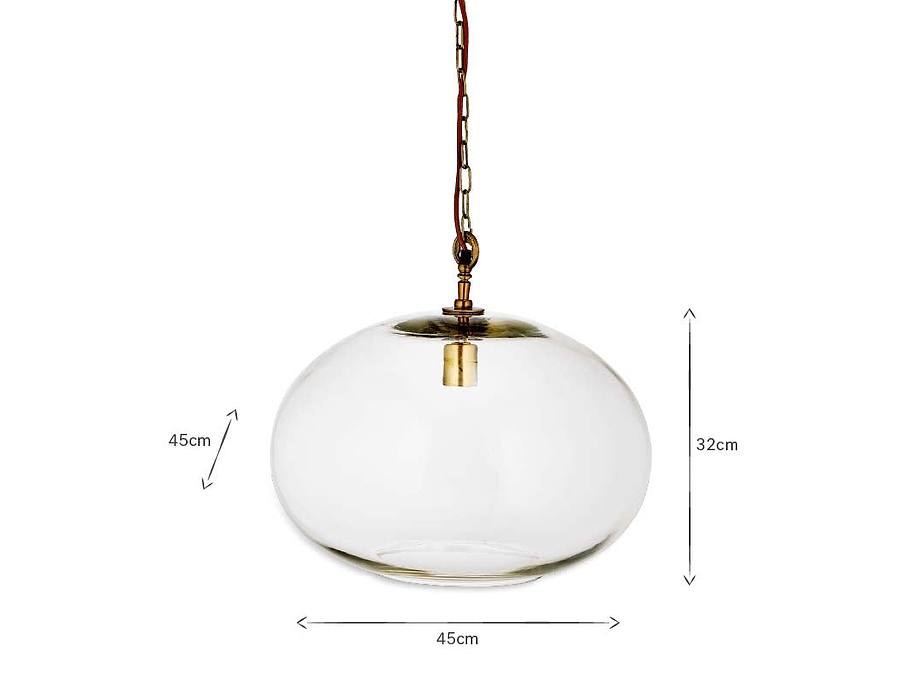 Otoro Recycled Glass Pendant - Clear - Large Round