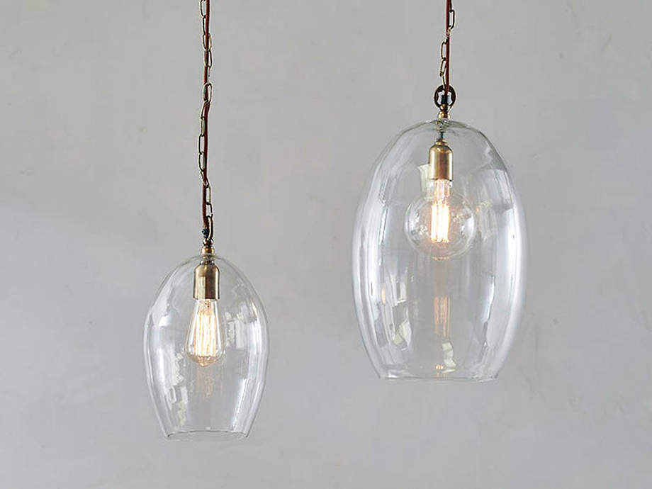 Otoro Recycled Glass Pendant - Clear - Small Oval