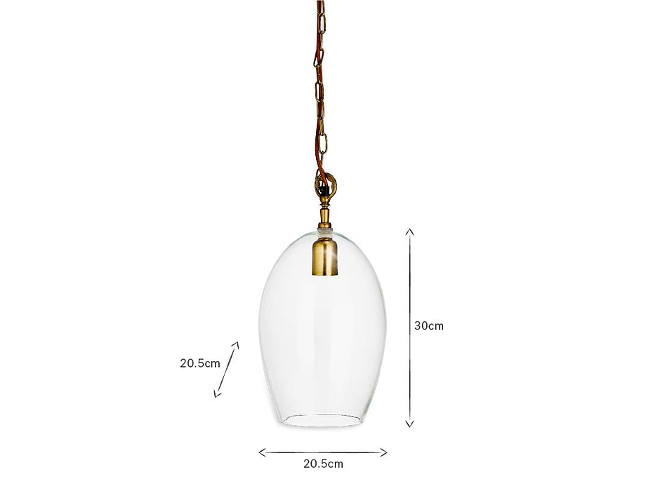 Otoro Recycled Glass Pendant - Clear - Small Oval