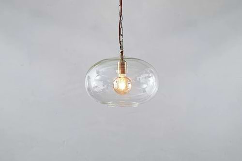 Otoro Recycled Glass Pendant - Clear - Small Round-nkuku