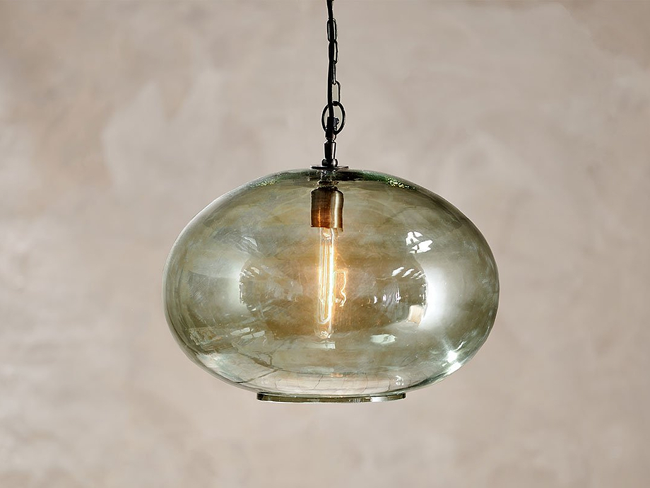 Otoro Recycled Glass Pendant - Green - Large Round