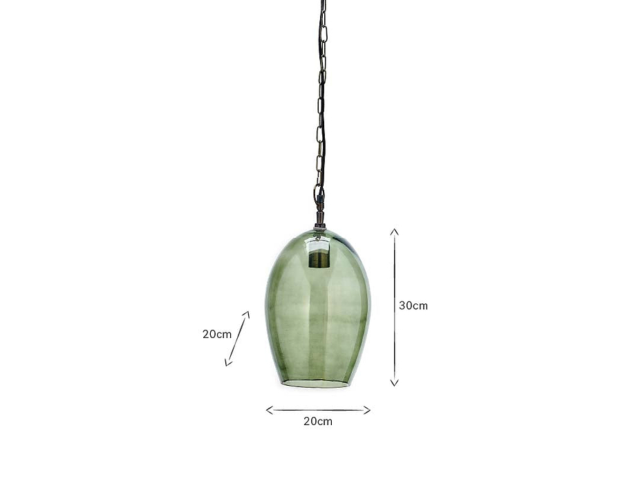 Otoro Recycled Glass Pendant - Green - Small Oval