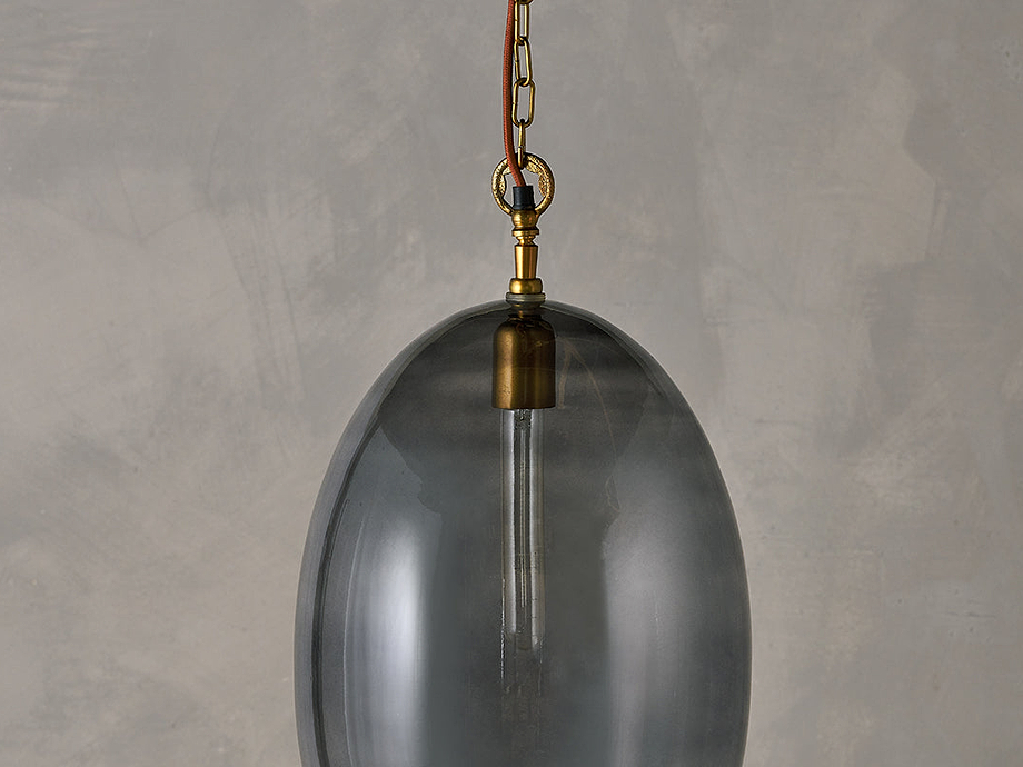 Otoro Recycled Glass Pendant - Smoke - Large Oval