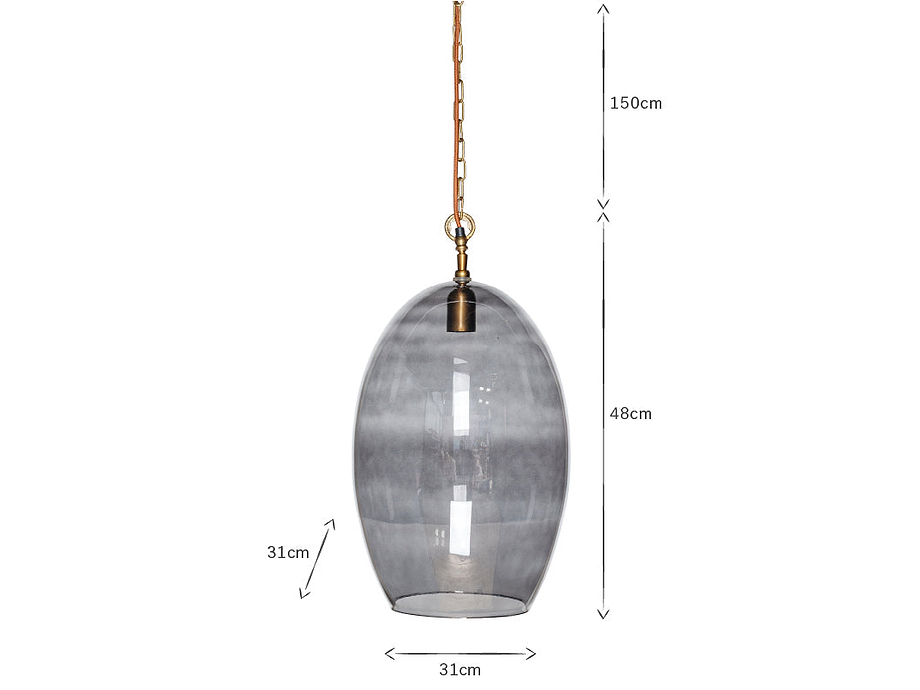 Otoro Recycled Glass Pendant - Smoke - Large Oval