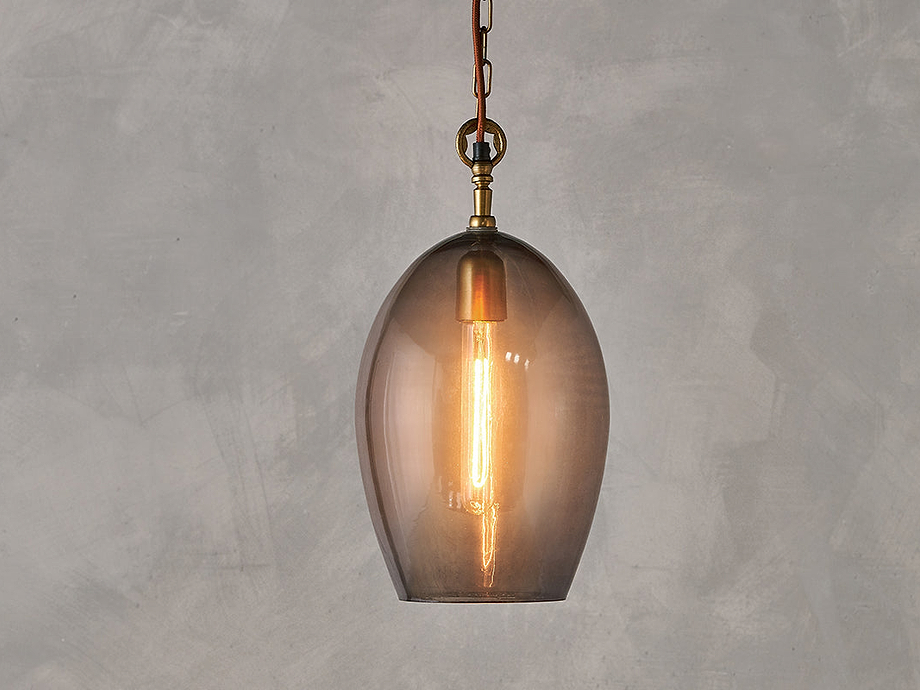 Otoro Recycled Glass Pendant - Smoke - Large Oval